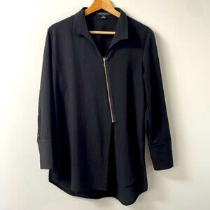 Periphery longsleeve black zip blouse top shirt collar made in Canada size 10